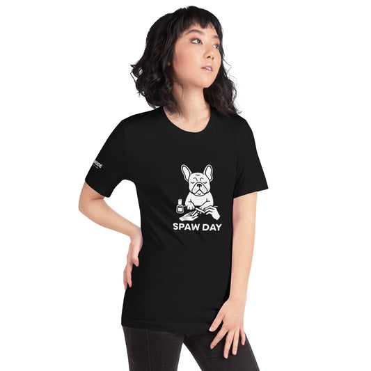 Funny French Bulldog Spa-Day Tee Shirts DOGMODE Dog Lover Tees. Printed in the USA