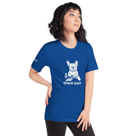 Funny French Bulldog Spa-Day Tee Shirts DOGMODE Dog Lover Tees. Printed in the USA