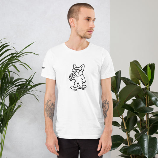 Funny French Bulldog Skater Tee Shirts DOGMODE Dog Lover Tees. Printed in the USA