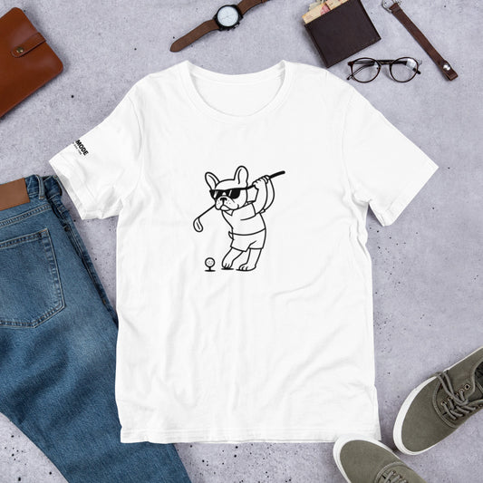 Funny French Bulldog Golf Tee Shirts DOGMODE Dog Lover Tees. Printed in the USA